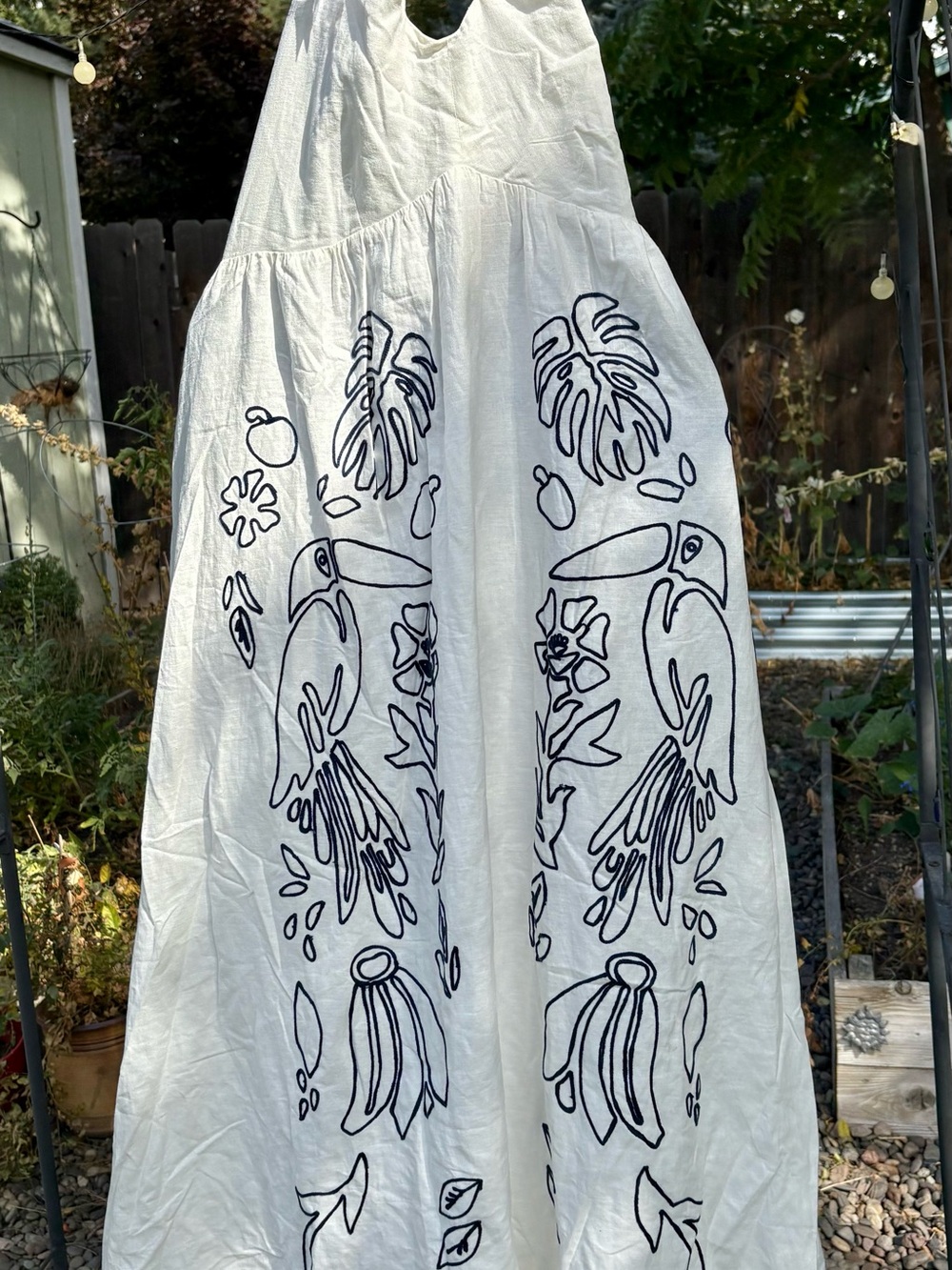 Farm Rio White Linen Maxi Dress